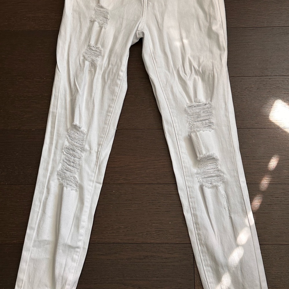 Almost Famous White Distressed Skinny Jeans